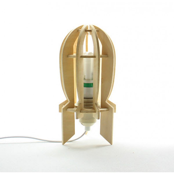 Wooden Rocket Lamp